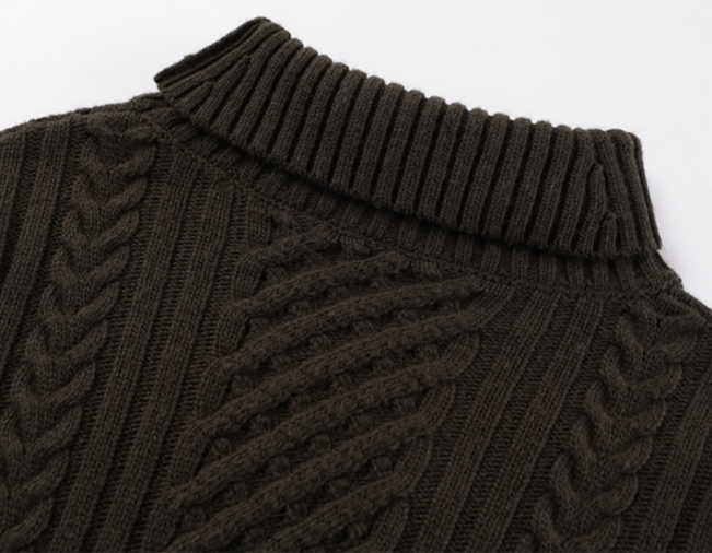 Women’s Thick Wool Blend Cable Knit Turtleneck Sweater