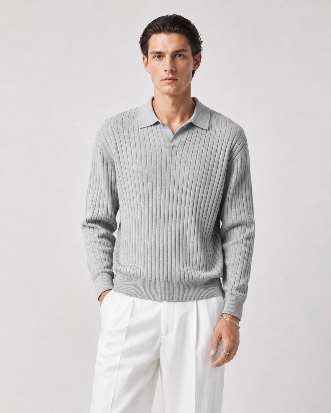 Men’s Old-Money Style Cool-Touch Ribbed Knit Top
