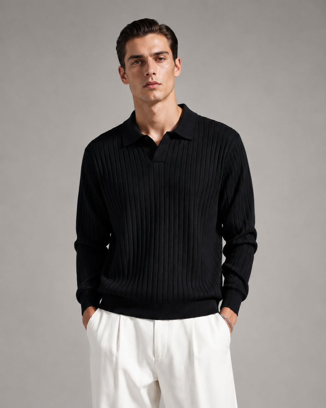 Men’s Old-Money Style Cool-Touch Ribbed Knit Top