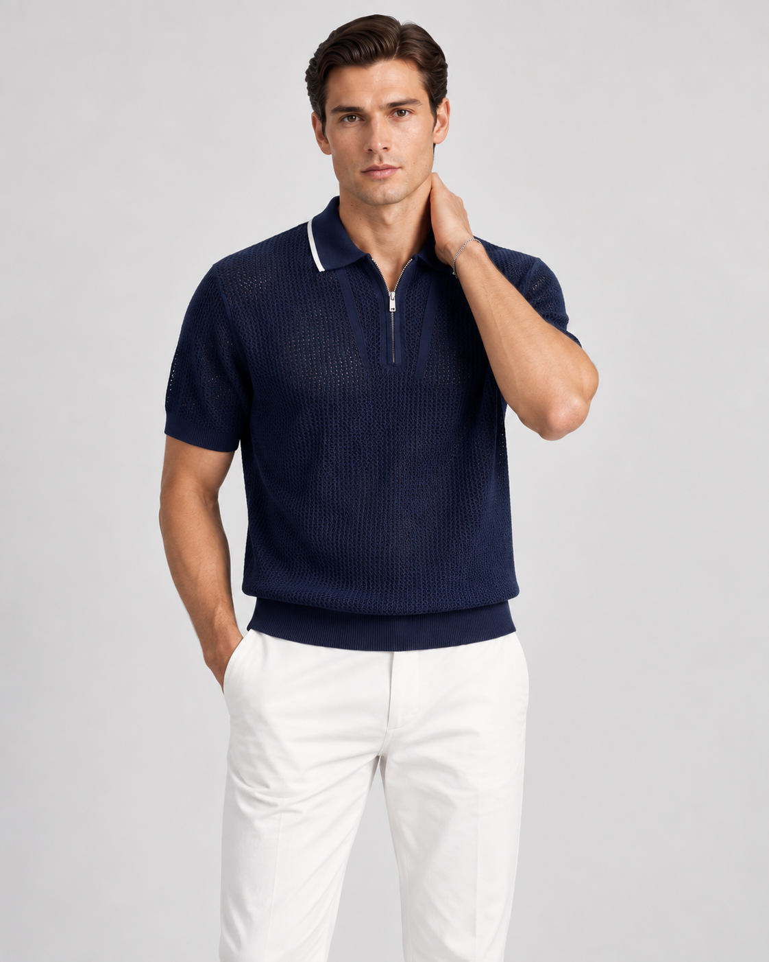 Men’s Old-Money Style Cool-Touch Mesh Polo Knit Shirt