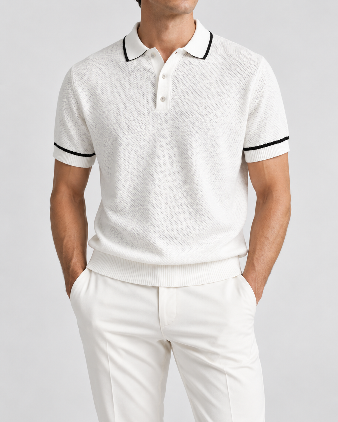 Men’s Old-Money Style Cool-Touch Honeycomb Polo Shirt