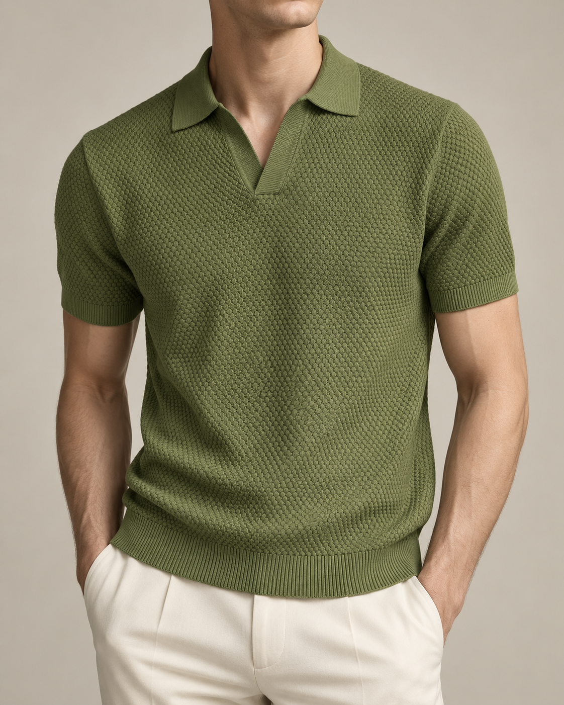 Men’s Old-Money Style Cool-Touch Honeycomb Knit Polo