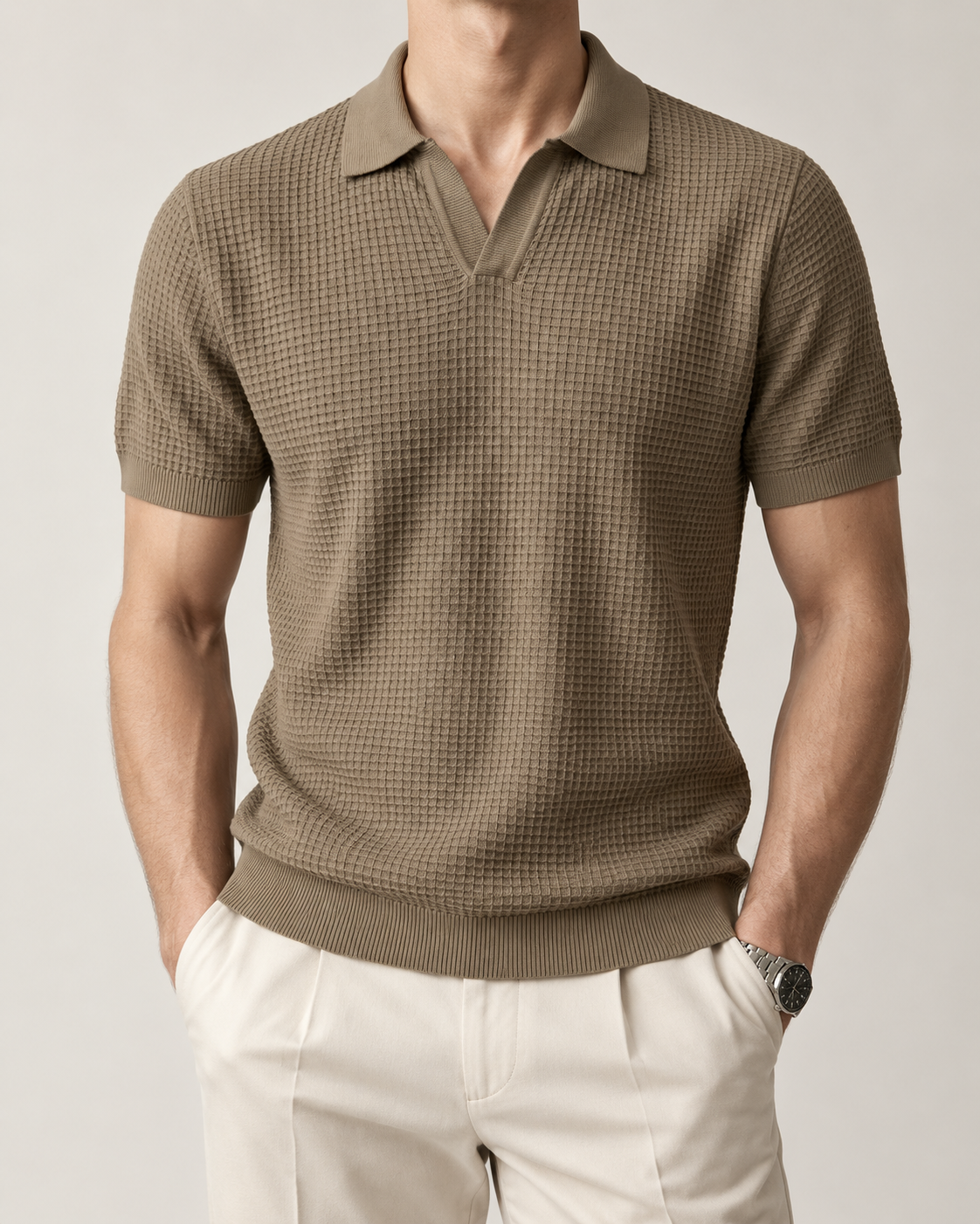 Men’s Old-Money Style Cool-Touch Honeycomb Knit Polo