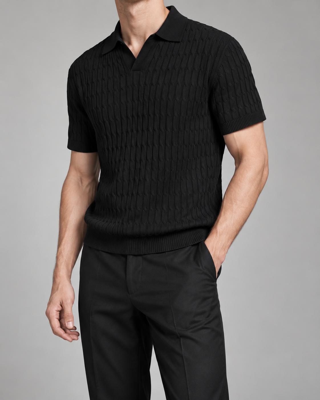 Men’s Old-Money Style Cool-Touch Honeycomb Knit Polo