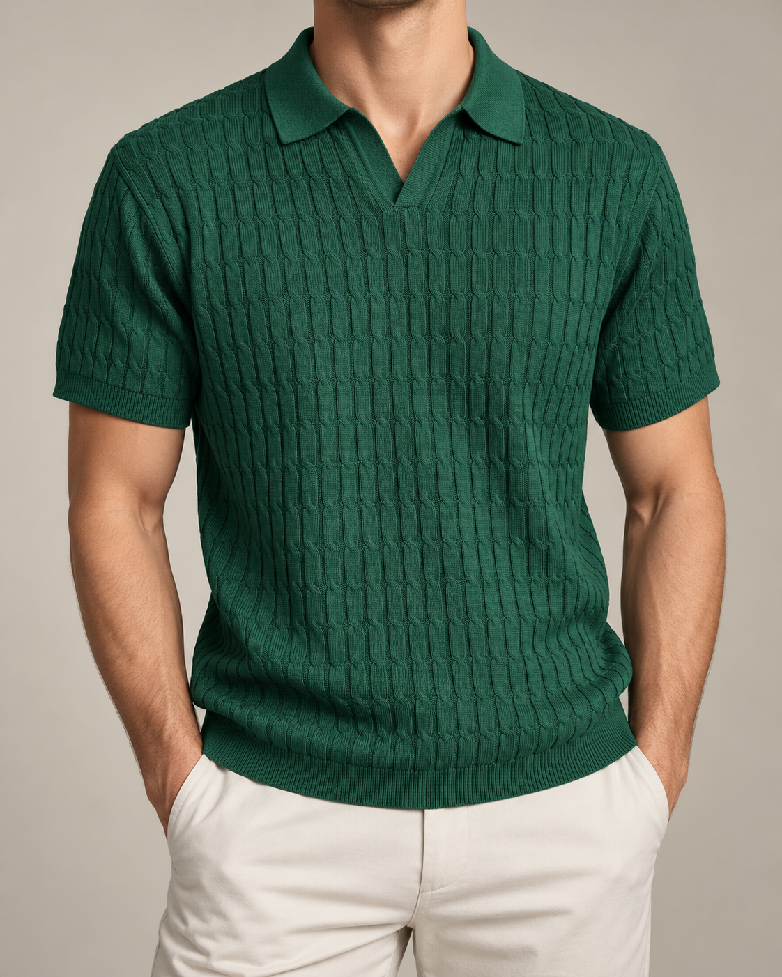 Men’s Old-Money Style Cool-Touch Honeycomb Knit Polo