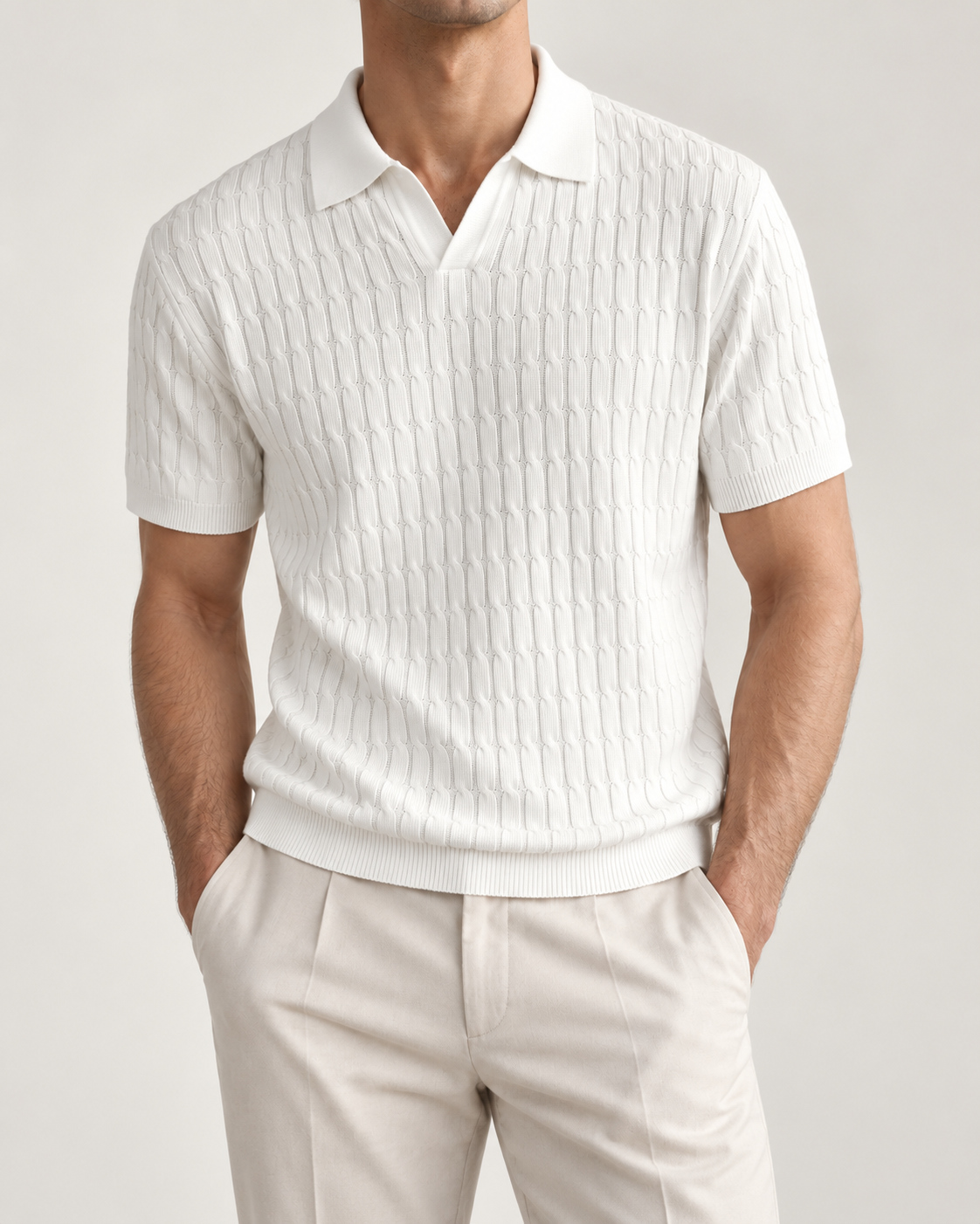 Men’s Old-Money Style Cool-Touch Honeycomb Knit Polo