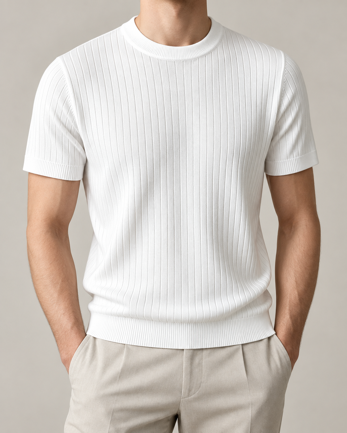 Men's Cooling Ribbed Knit Short Sleeve Shirt