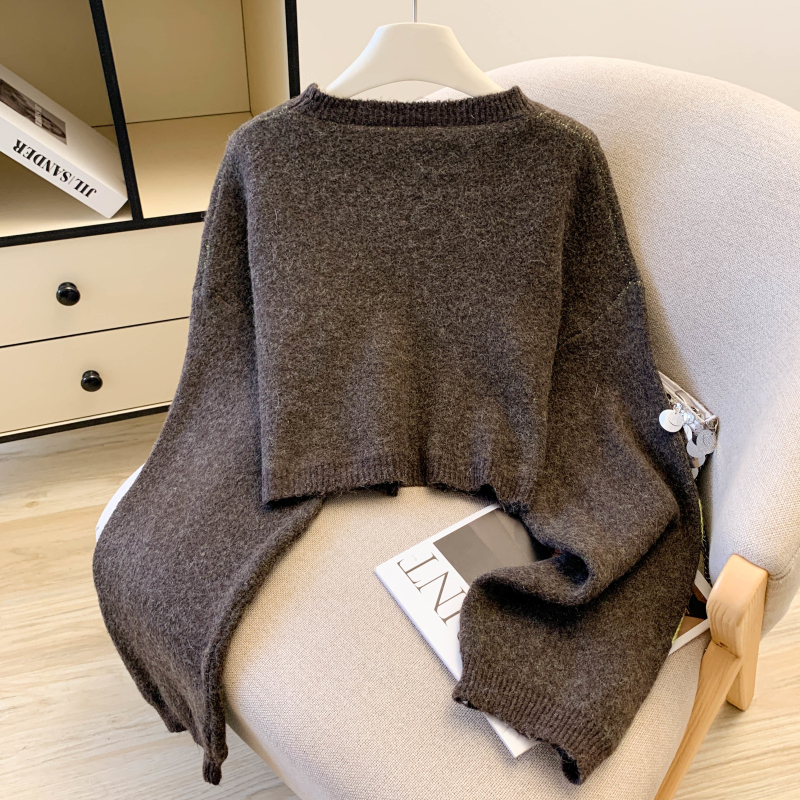 Women's Contrast Letter Jacquard Knit Sweater