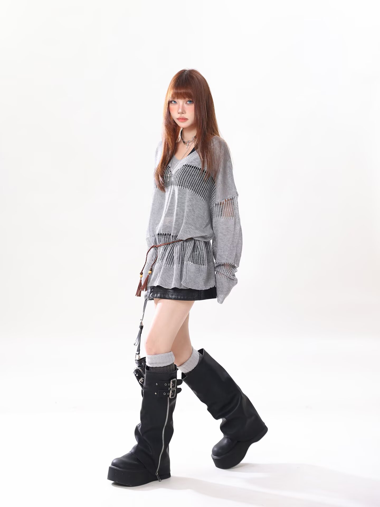 Women's Openwork Mesh Knit Cover Up