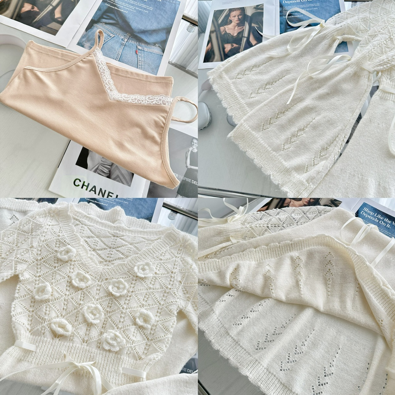 Women’s 3D Flower Openwork Knit Dress