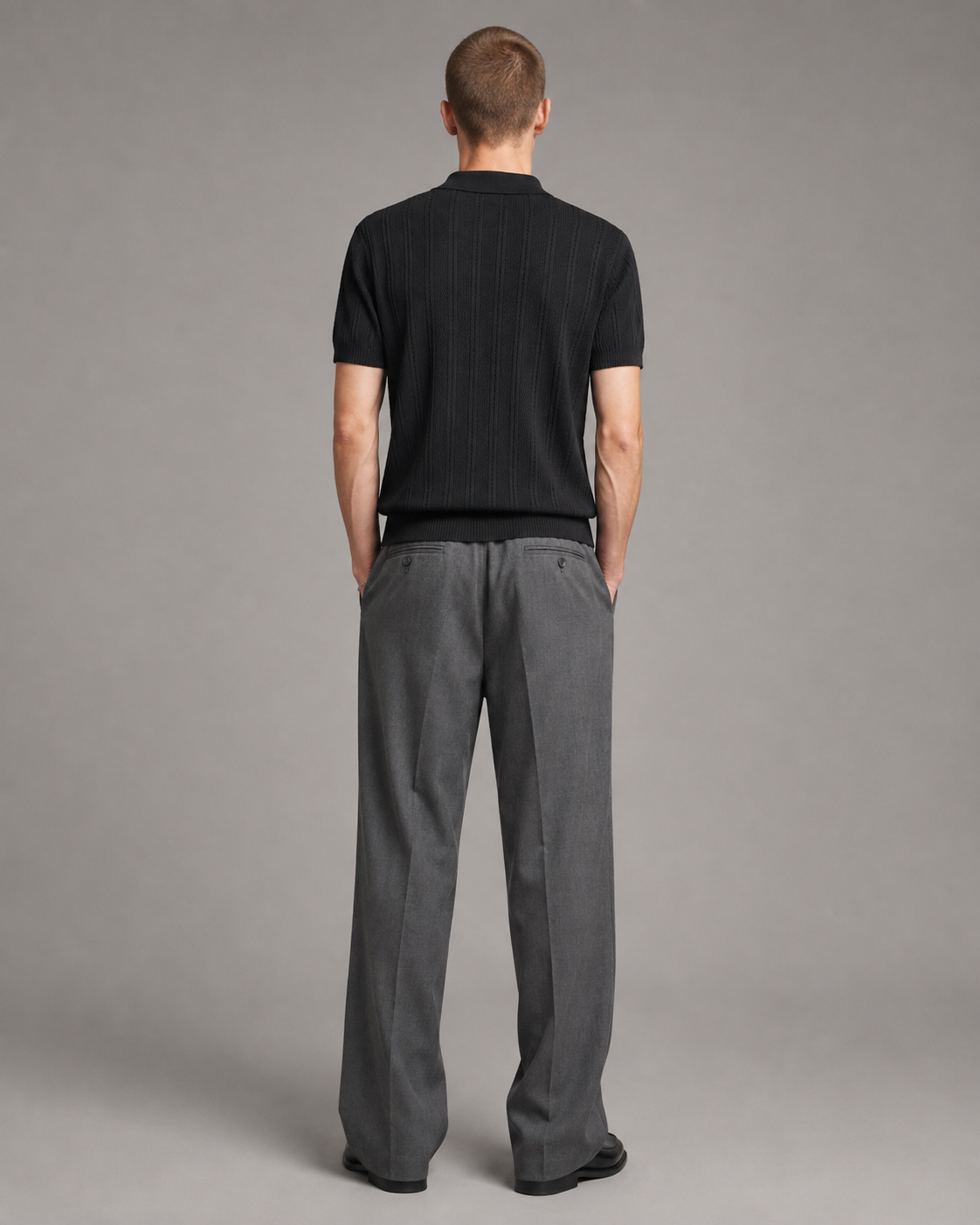 Men’s Textured Knit Polo Shirt Short Sleeve