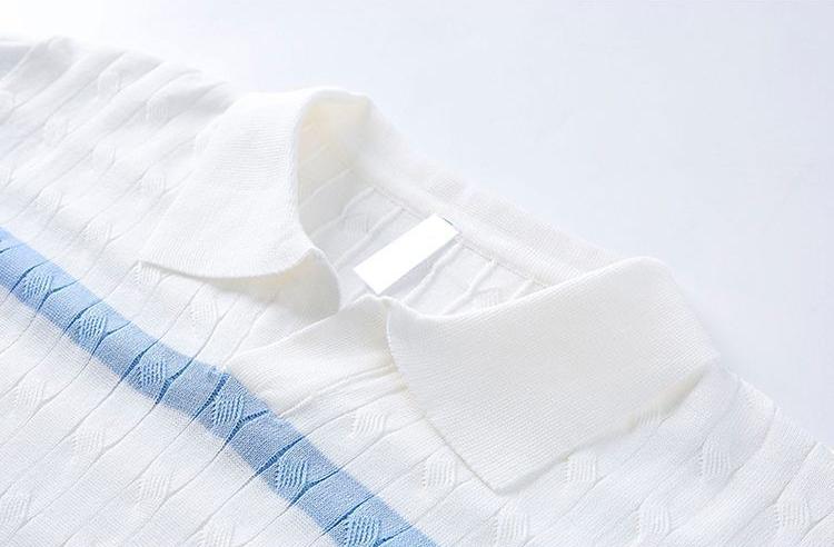 Men’s Old-Money Style Cable-Knit Polo Shirt