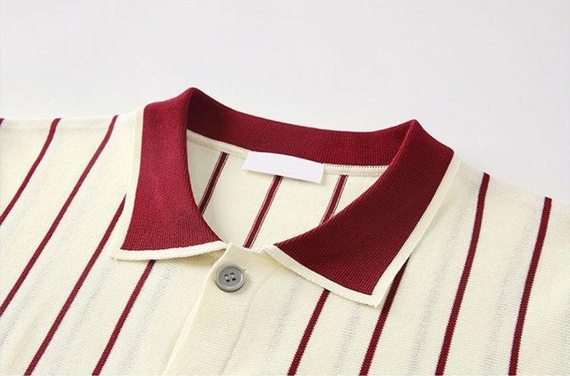 Men's Cooling Jacquard Knit Button Polo Shirt