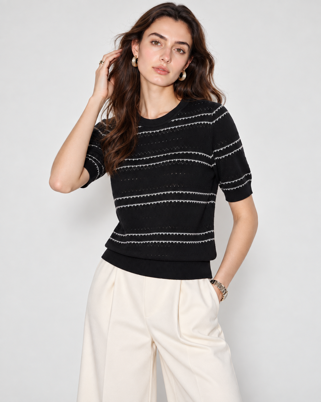 Women Summer Thin Tencel Knit Top