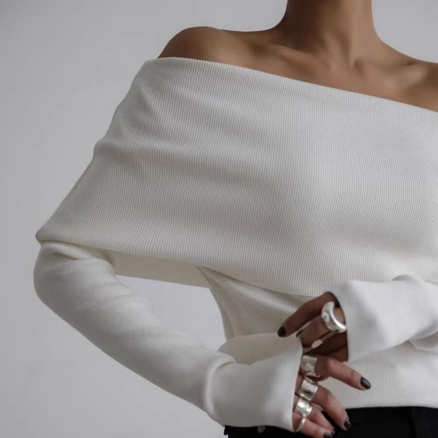 Women's Off Shoulder Slim Fit Knit Sweater
