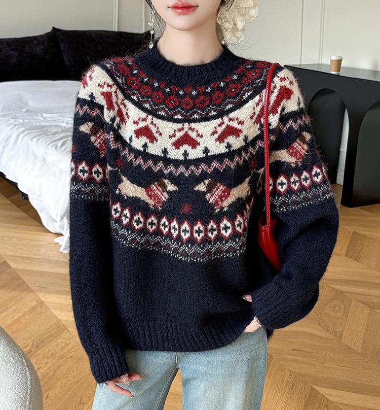 Women's Retro Christmas Holiday Jacquard Knit Sweater