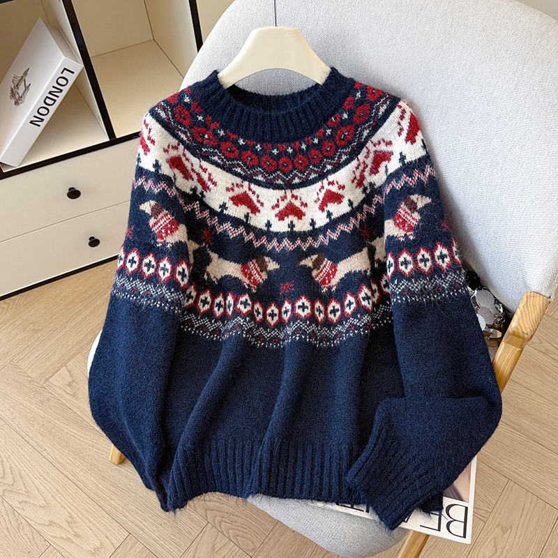 Women's Retro Christmas Holiday Jacquard Knit Sweater