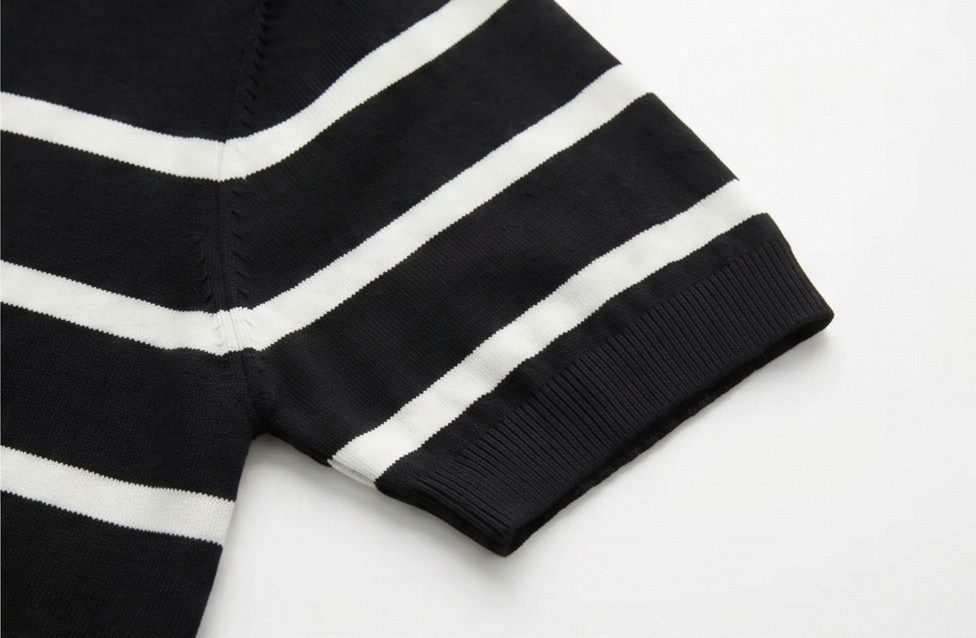 Men's Cooling Horizontal Stripe Knit Short Sleeve Shirt