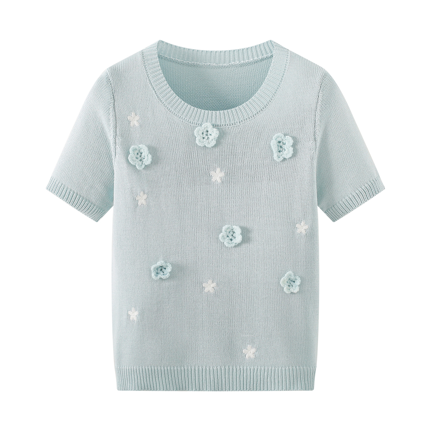 Women Summer Handmade 3D Floral Knit Top