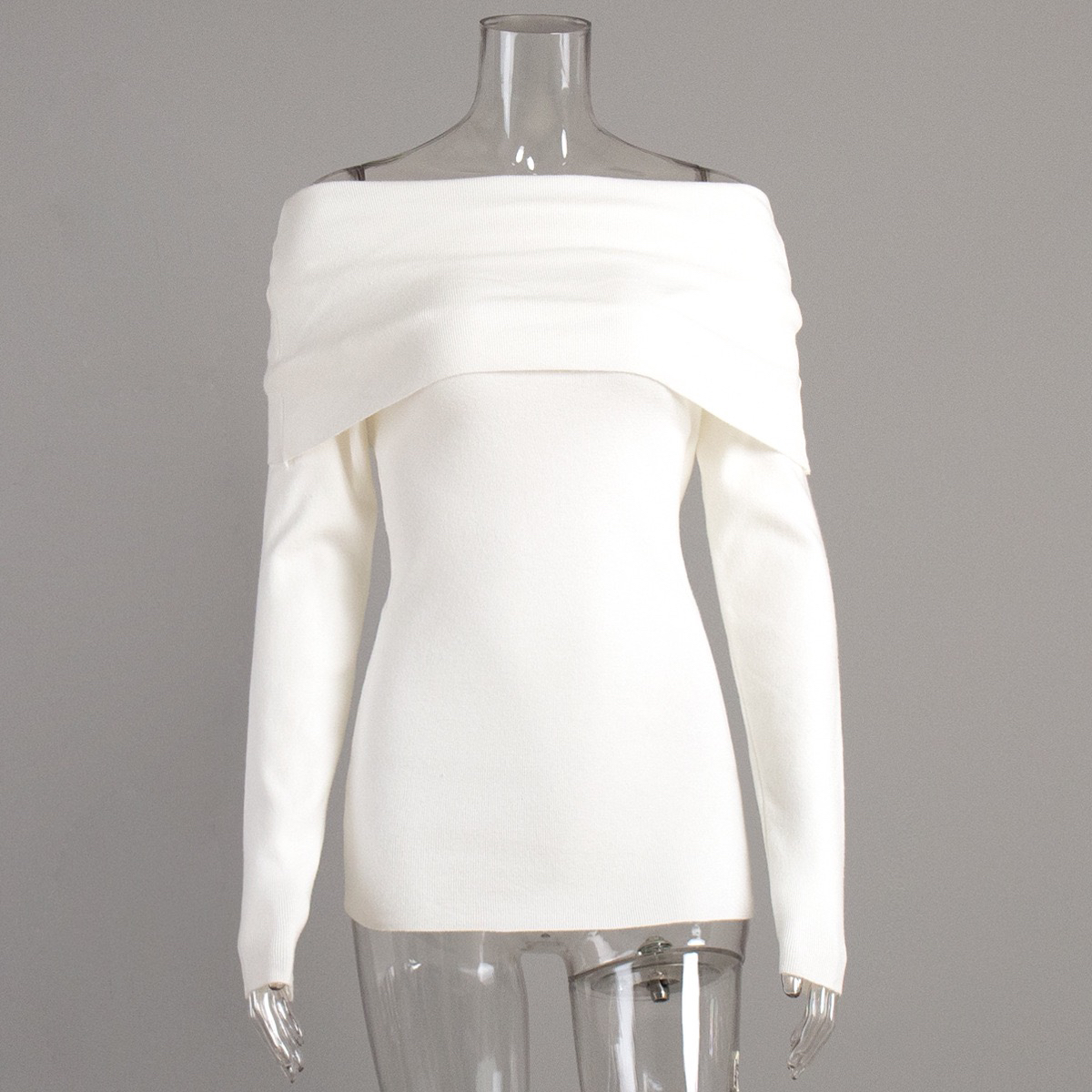 Women's Off Shoulder Slim Fit Knit Sweater