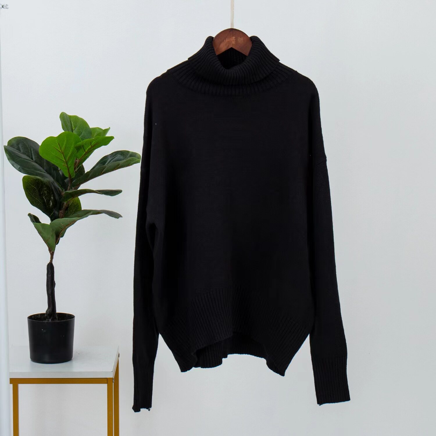 Women's Solid Turtleneck Knit Sweater