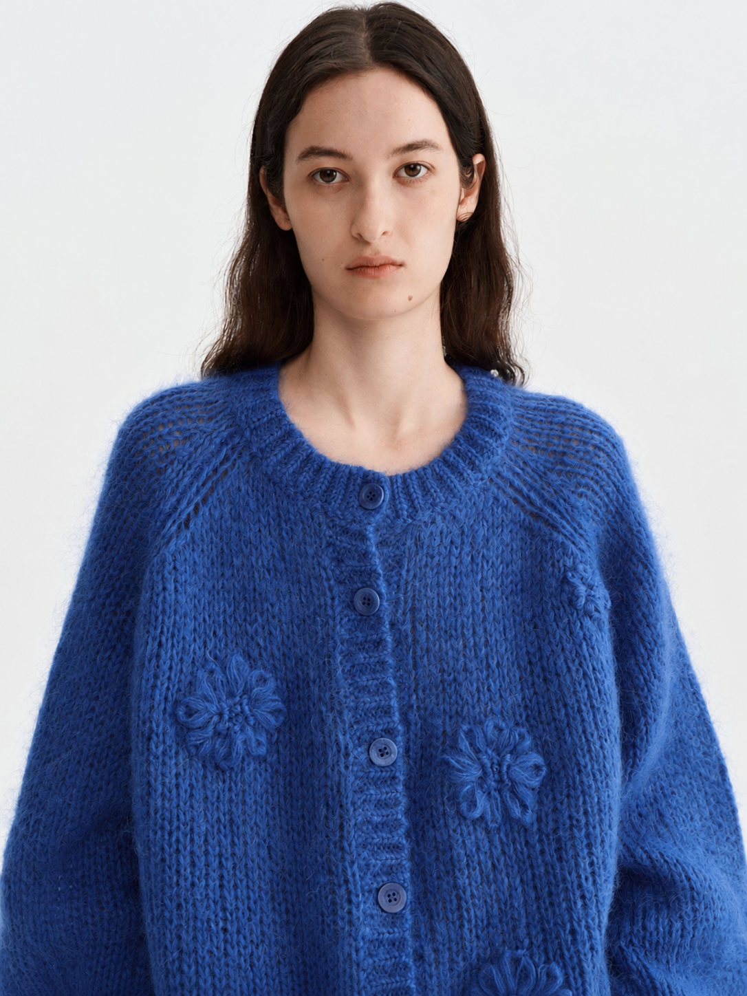 Women's Mohair Hand Embroidered Floral Knit Sweater