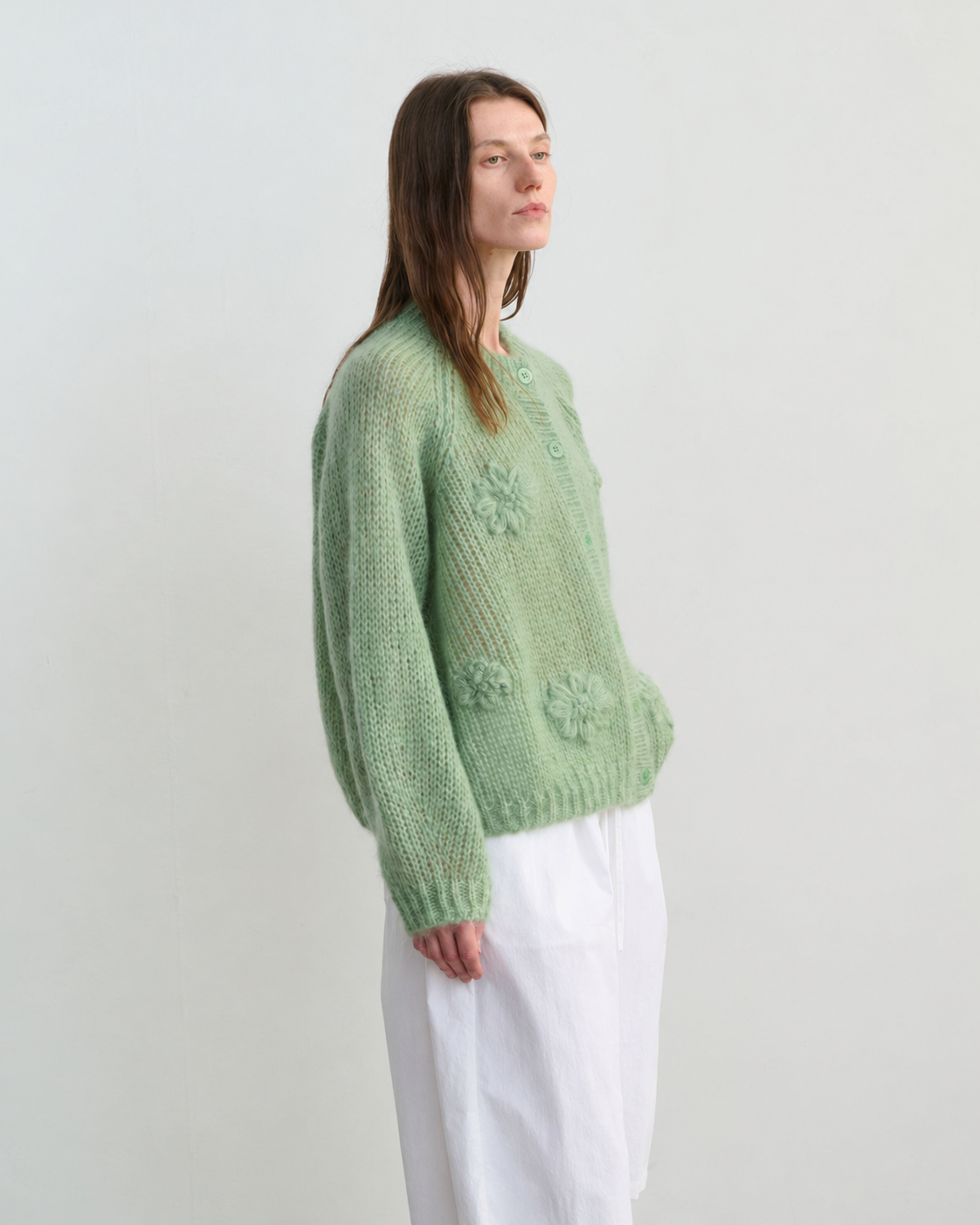 Women's Mohair Hand Embroidered Floral Knit Sweater
