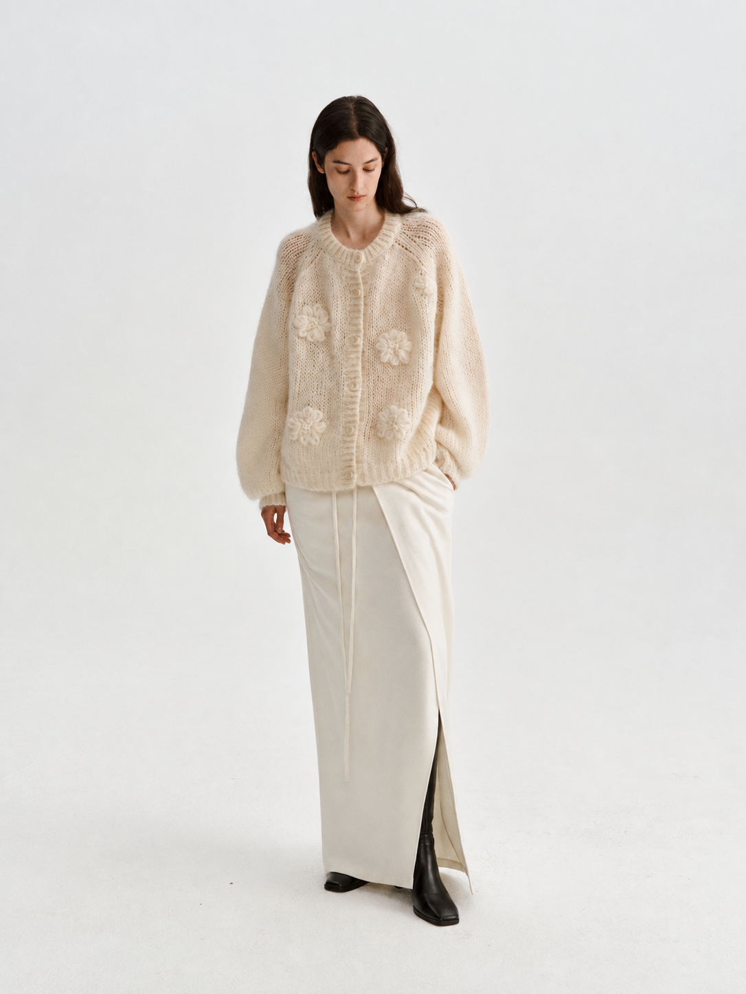 Women's Mohair Hand Embroidered Floral Knit Sweater