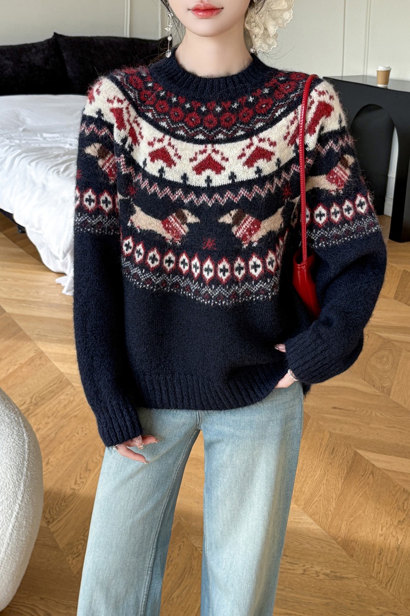 Women's Retro Christmas Holiday Jacquard Knit Sweater