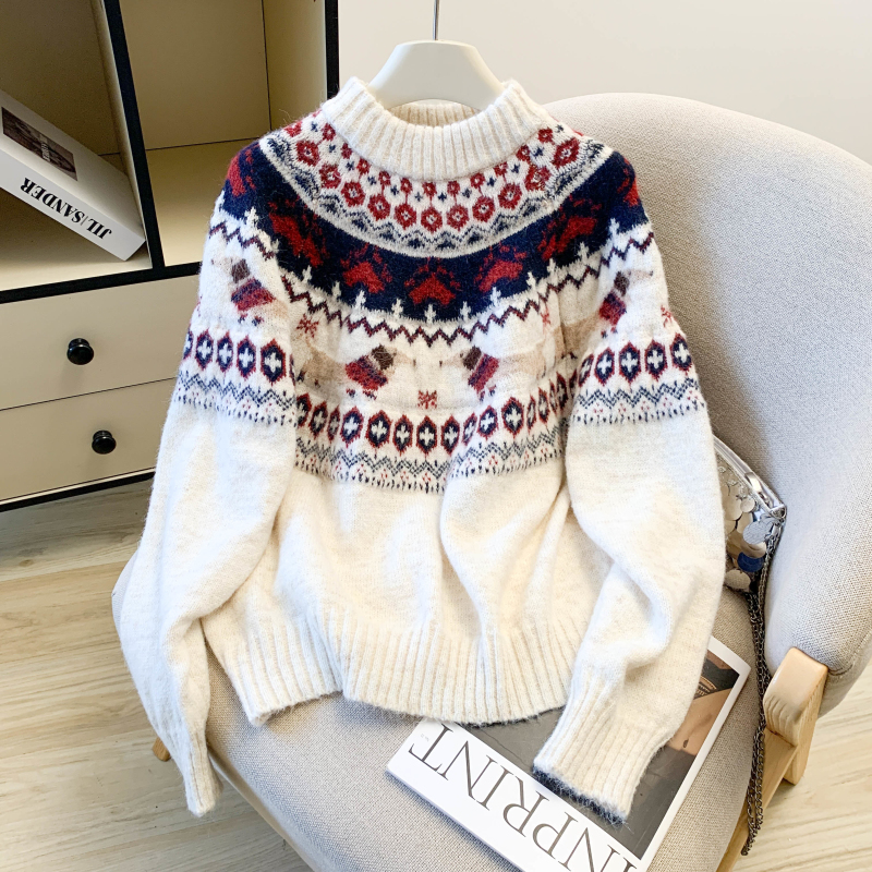 Women's Retro Christmas Holiday Jacquard Knit Sweater