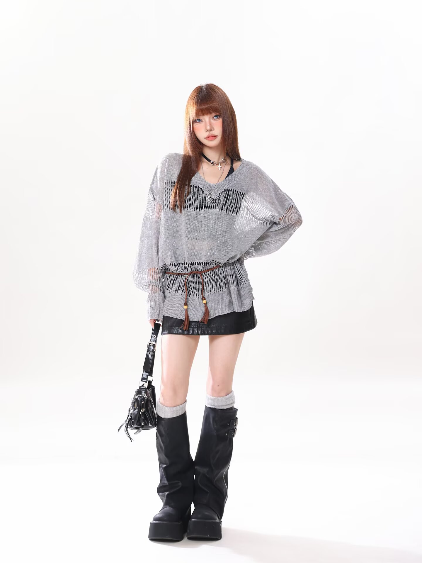 Women's Openwork Mesh Knit Cover Up