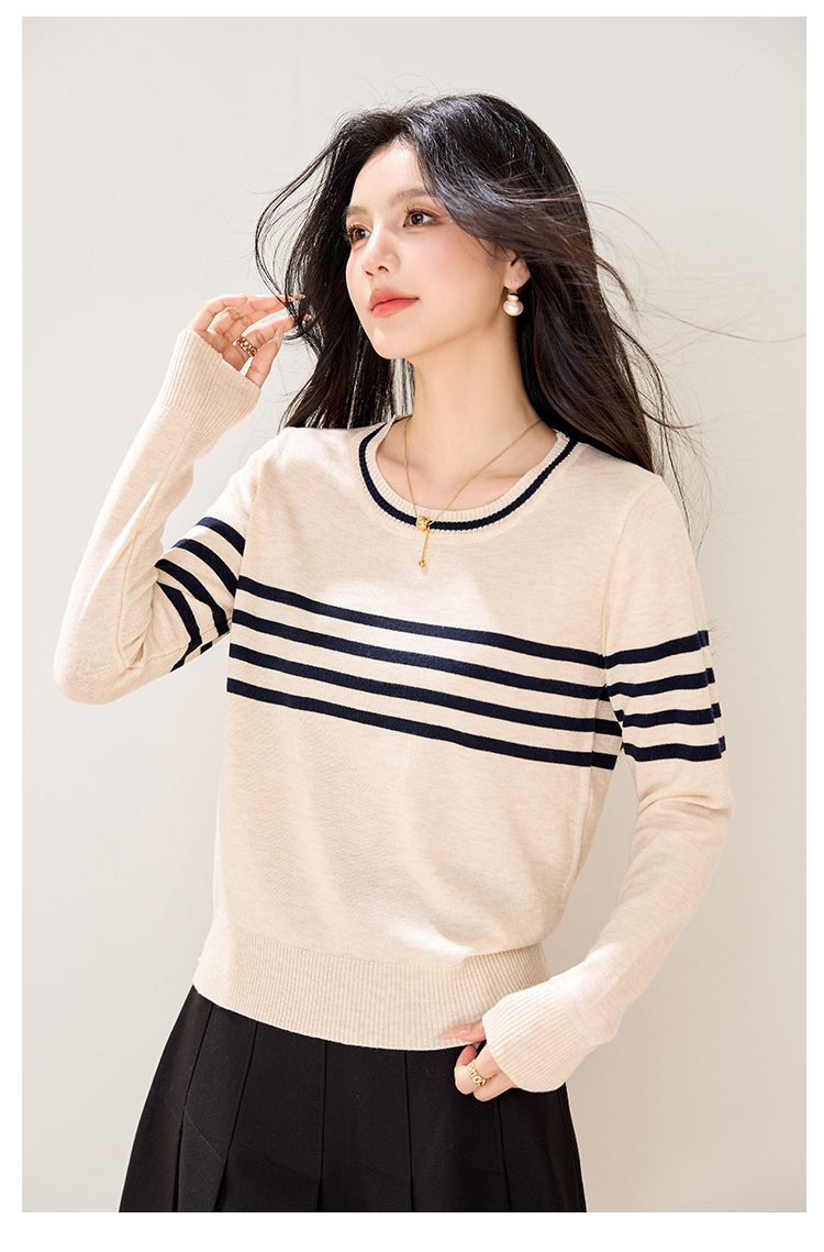 Women's Striped Jacquard Knit Sweater
