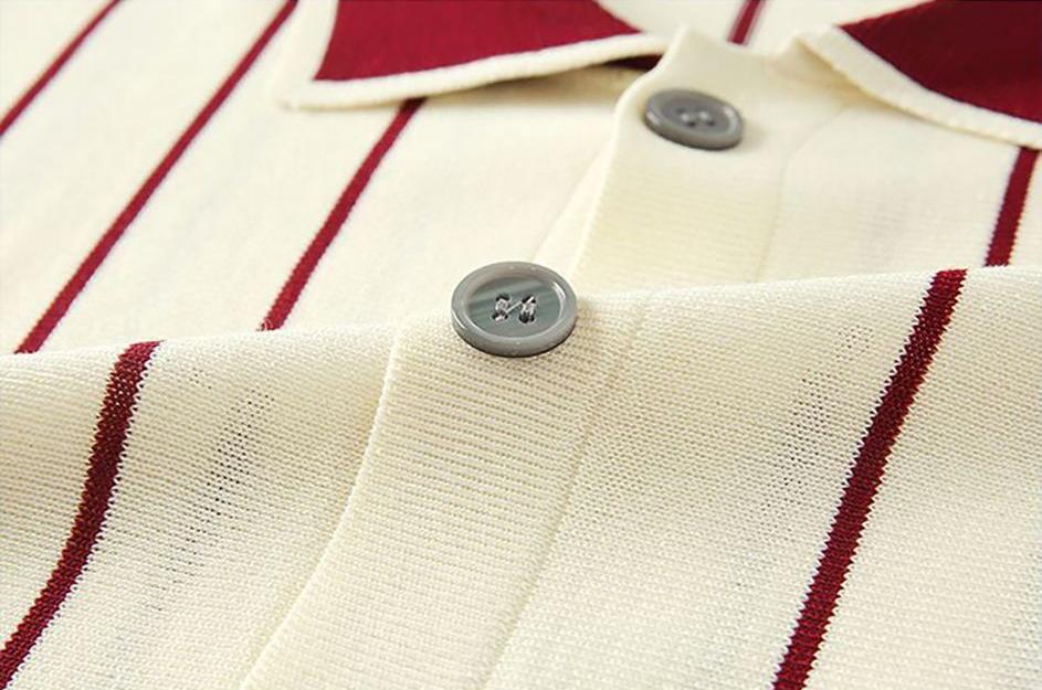Men's Cooling Jacquard Knit Button Polo Shirt