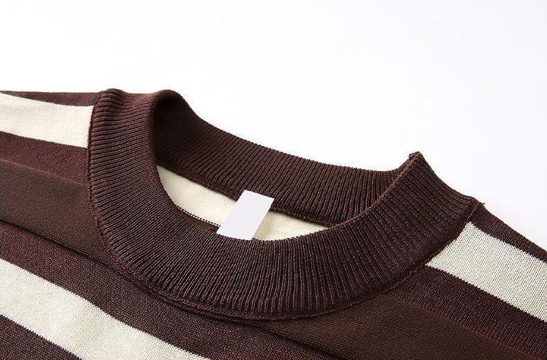 Men's Cooling Striped Knit Crew Neck Shirt