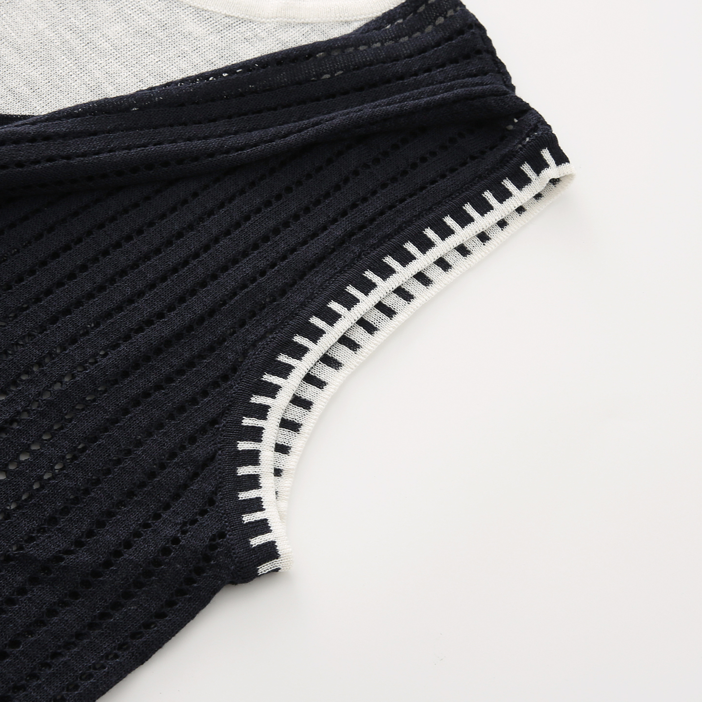 Women's French Colorblock Layered Look Openwork Knit Top