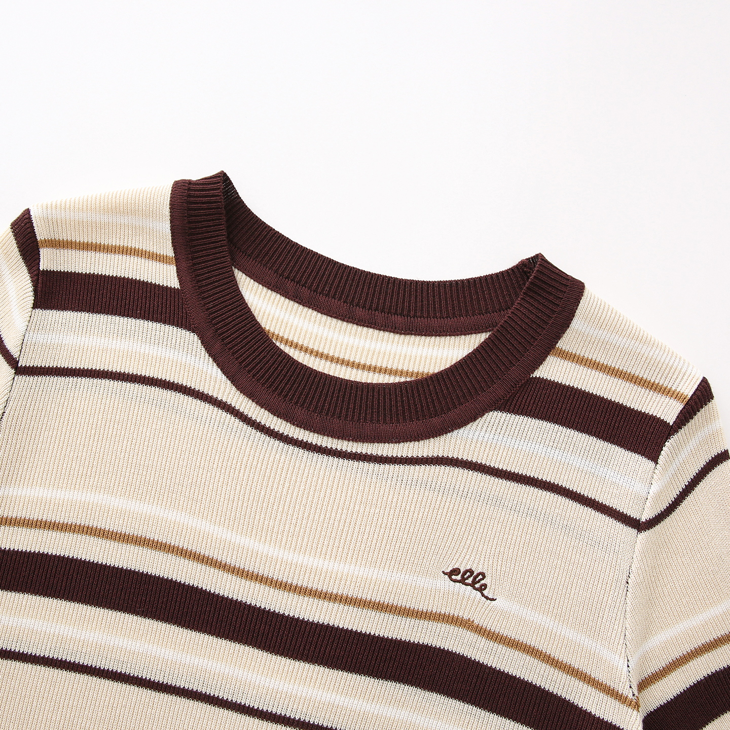 Women's Retro Contrast Stripe Knit T-Shirt Top