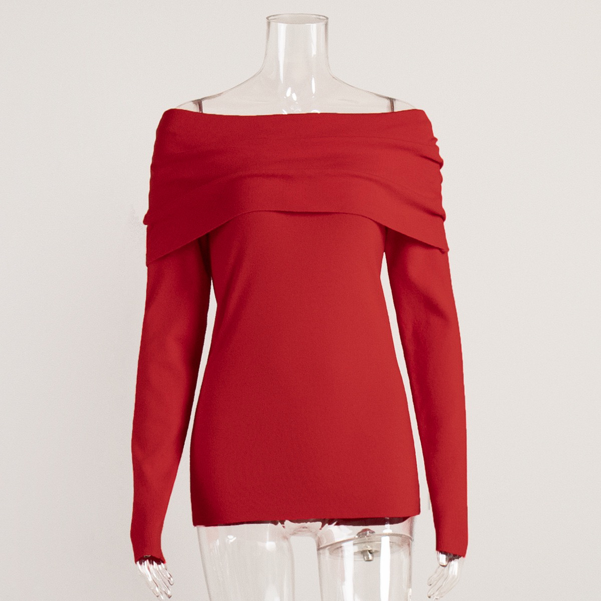Women's Off Shoulder Slim Fit Knit Sweater