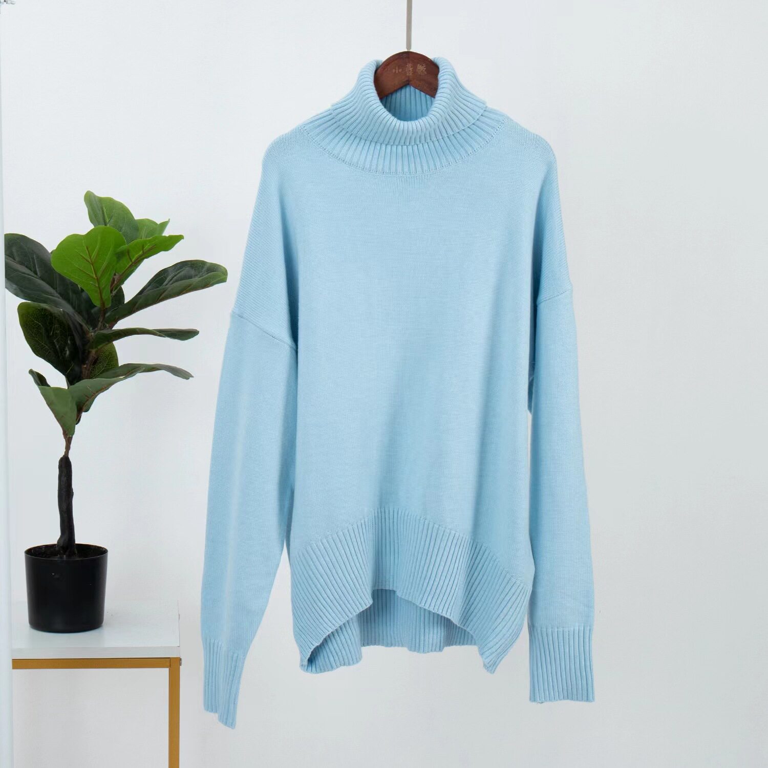 Women's Solid Turtleneck Knit Sweater