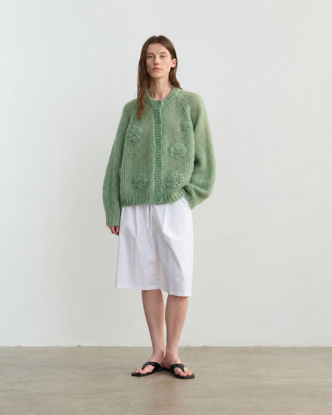 Women's Mohair Hand Embroidered Floral Knit Sweater
