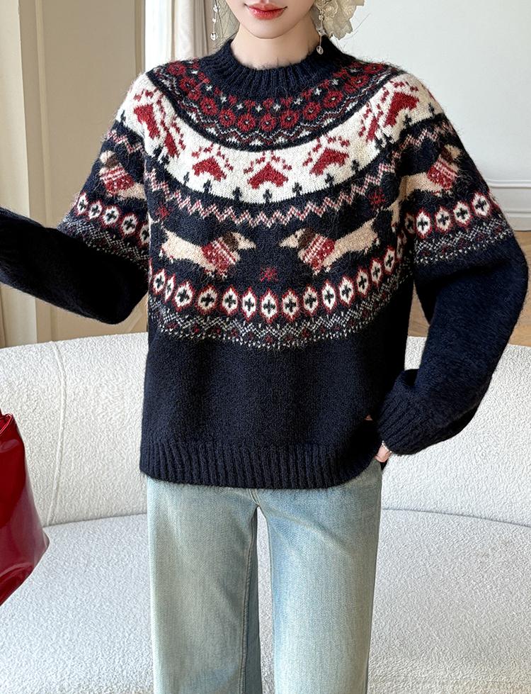 Women's Retro Christmas Holiday Jacquard Knit Sweater