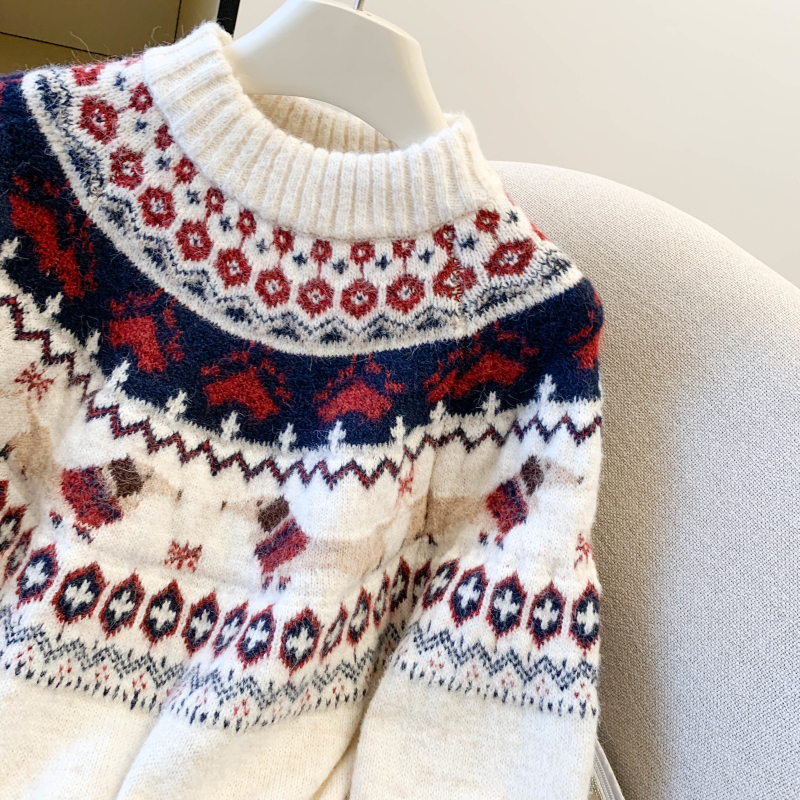 Women's Retro Christmas Holiday Jacquard Knit Sweater