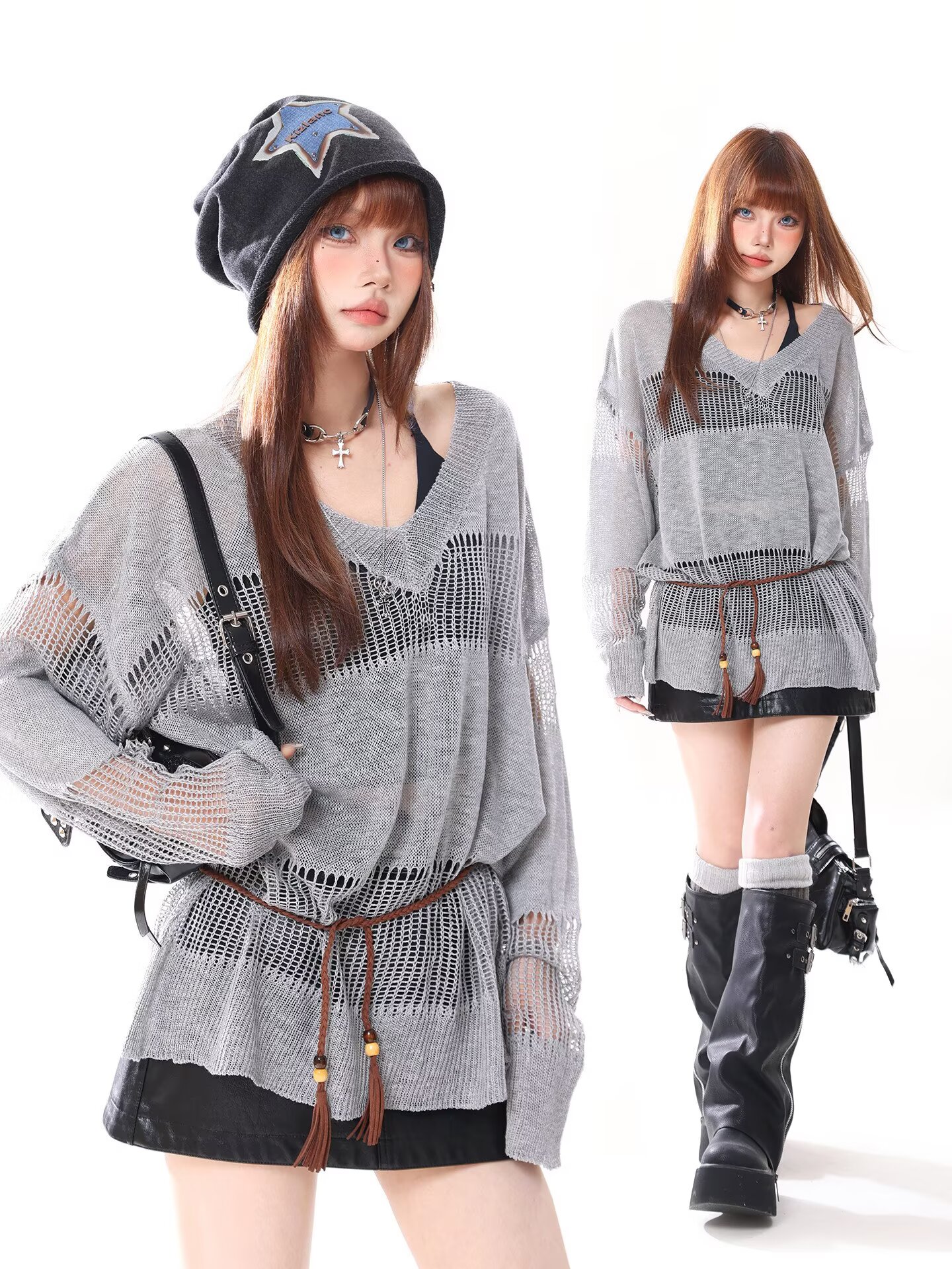 Women's Openwork Mesh Knit Cover Up