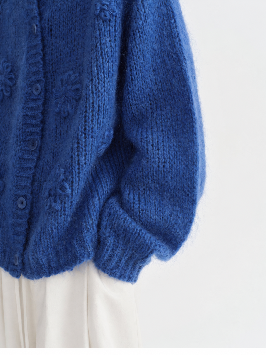 Women's Mohair Hand Embroidered Floral Knit Sweater