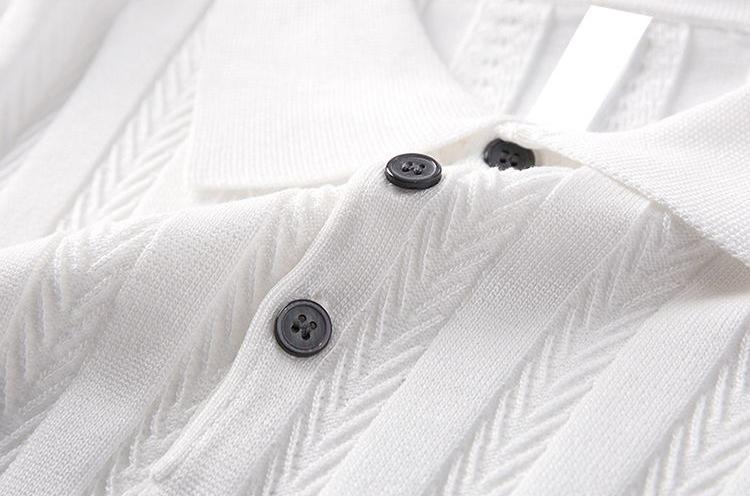 Men’s Old-Money Style Cool-Touch Wheat Cable-Knit Polo