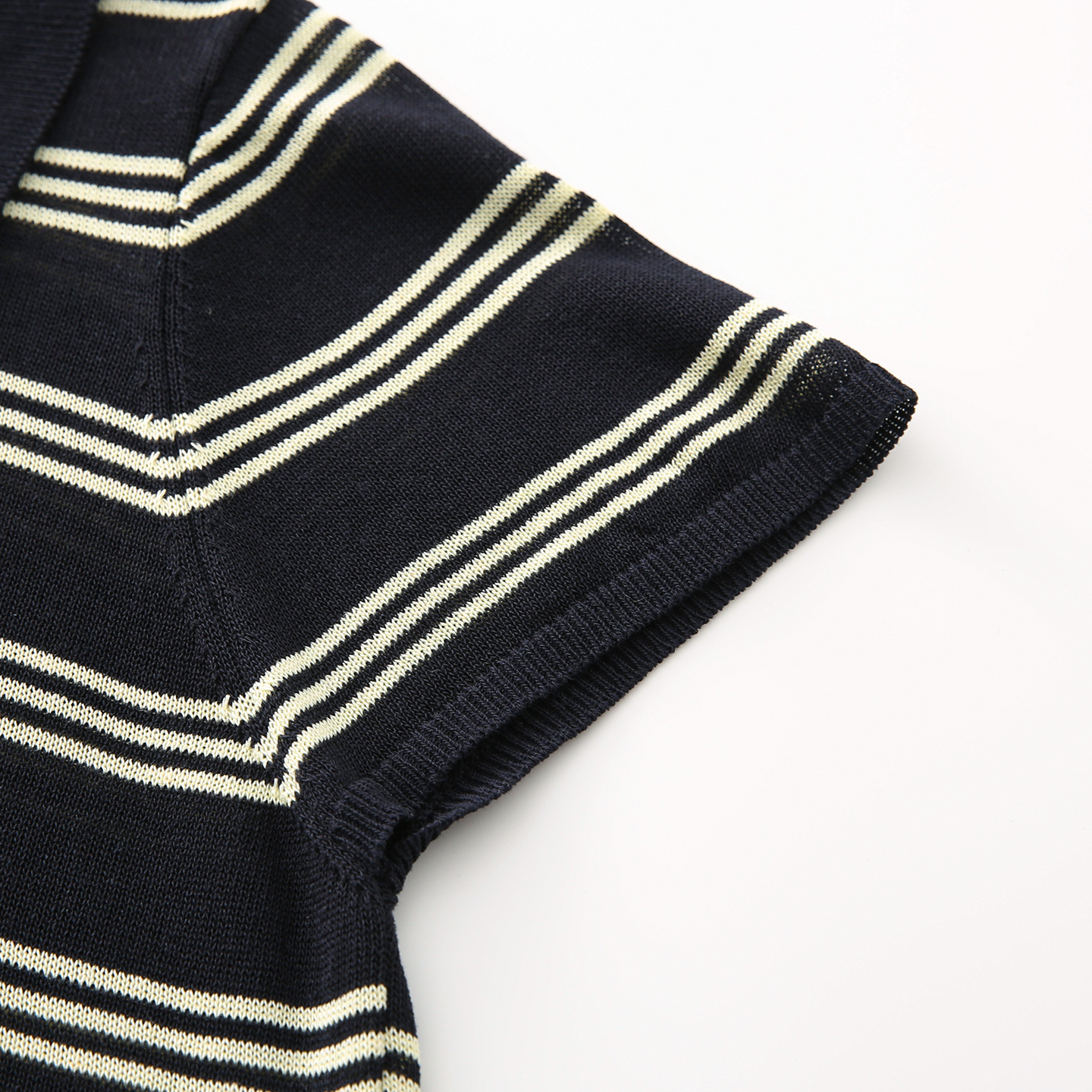 Women's Lyocell Linen Blend Striped Knit Polo