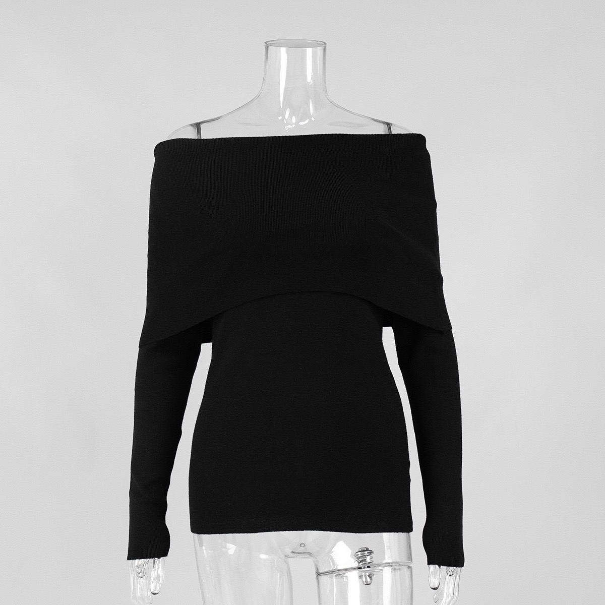 Women's Off Shoulder Slim Fit Knit Sweater