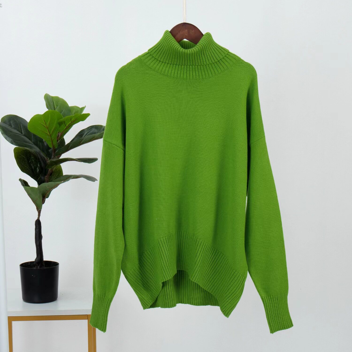Women's Solid Turtleneck Knit Sweater