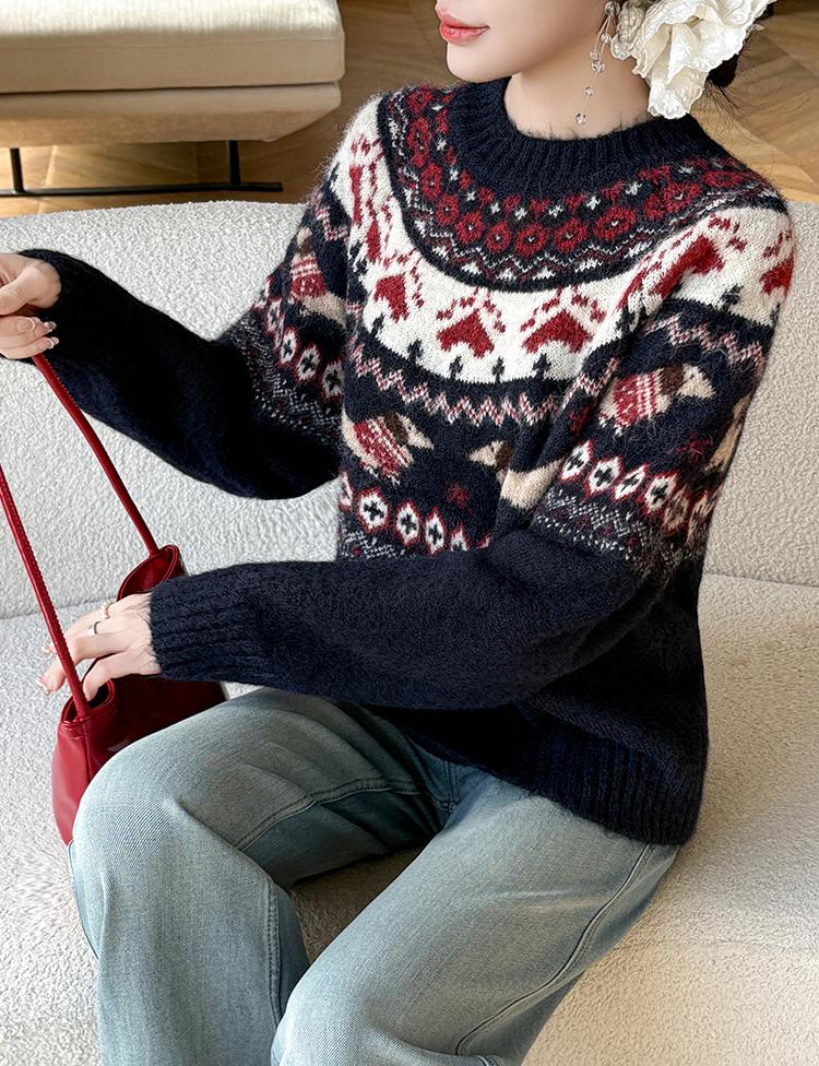 Women's Retro Christmas Holiday Jacquard Knit Sweater