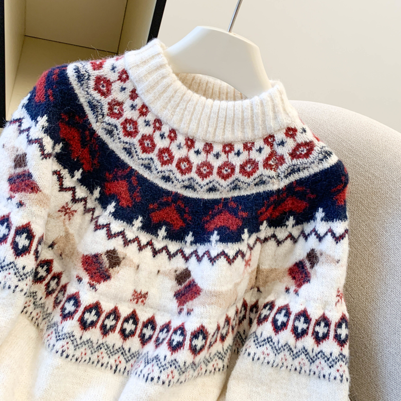 Women's Retro Christmas Holiday Jacquard Knit Sweater