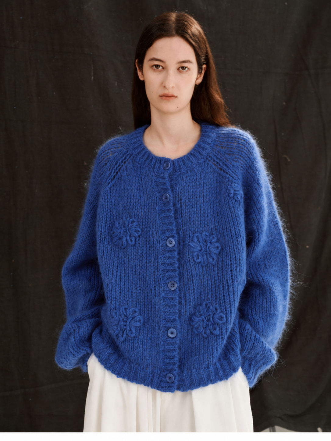 Women's Mohair Hand Embroidered Floral Knit Sweater